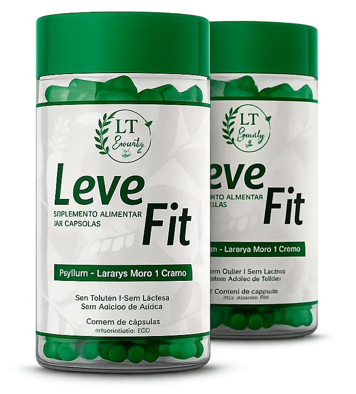 Dois potes do suplemento Leve Fit com cápsulas verdes